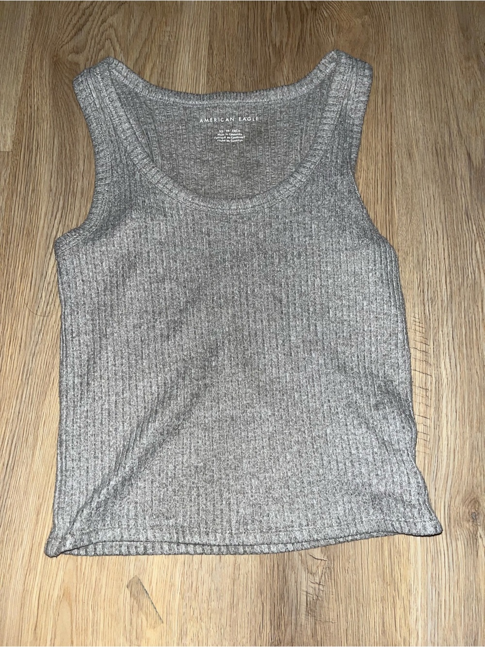 American Eagle Outfitters Gray Cropped Ribbed Tank Top